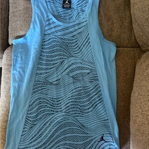 Nike Jordan Sky Blue Tank with Black Wave Graphic Boy Size Large